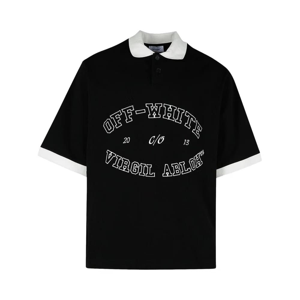 Off-White College Shorts-Sleeve Polo Black/White
