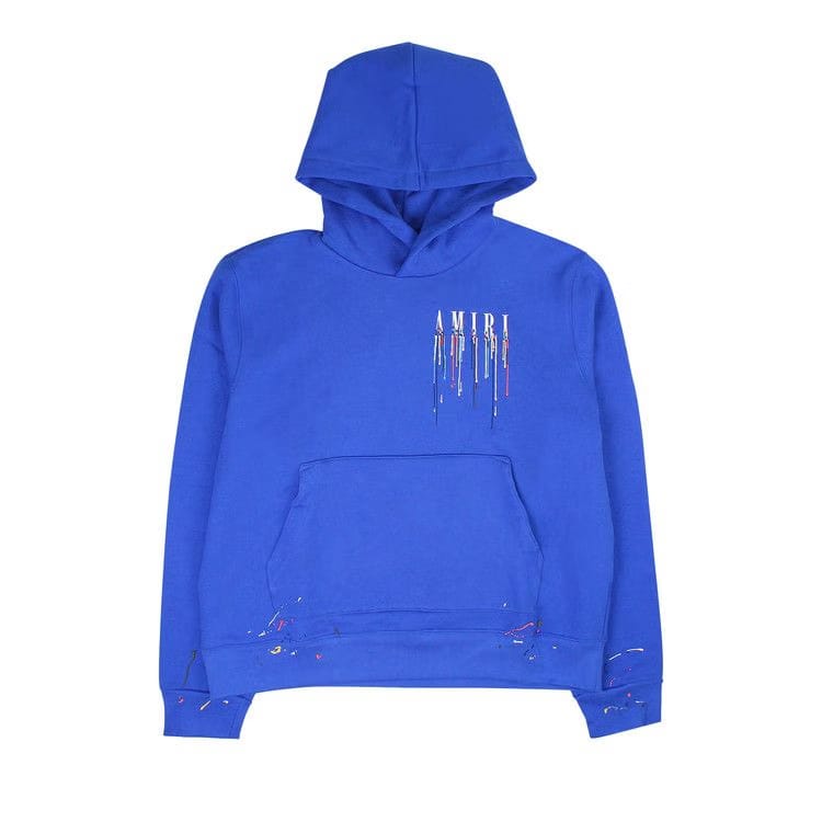 Amiri Paint Drip Core Logo Hoodie Pond Blue/White