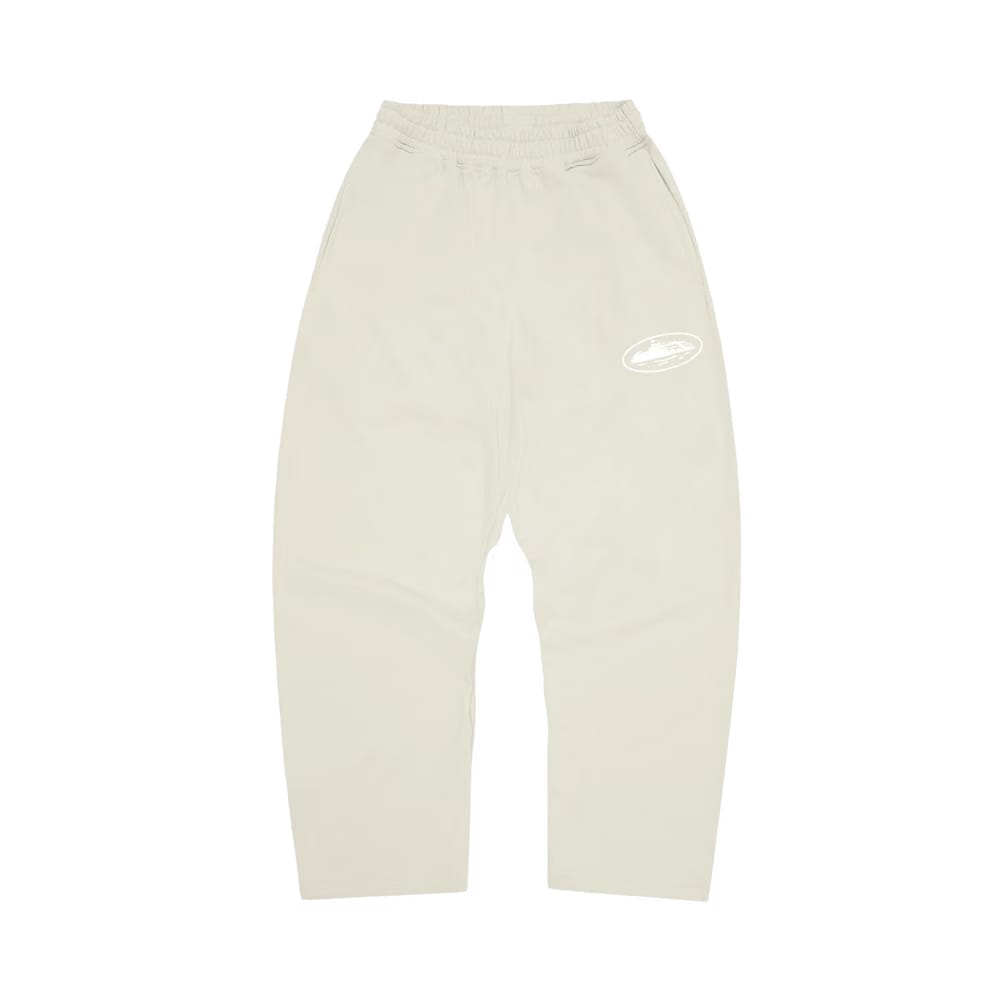 Corteiz Island Puff Print Open Hem Sweatpant Off White