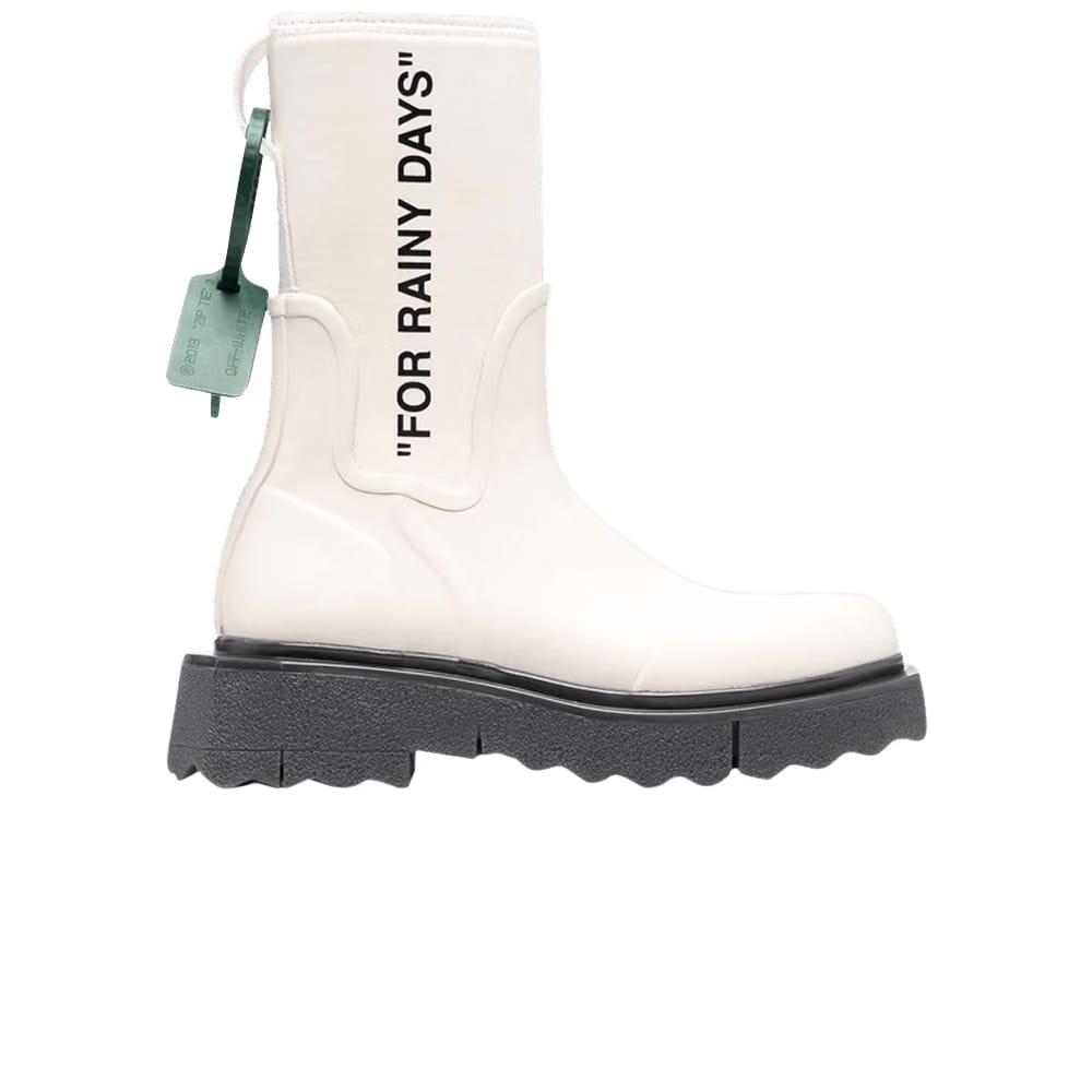 Off-White Wmns Sponge Rubber Rain Boot 'For Rainy Days - White'