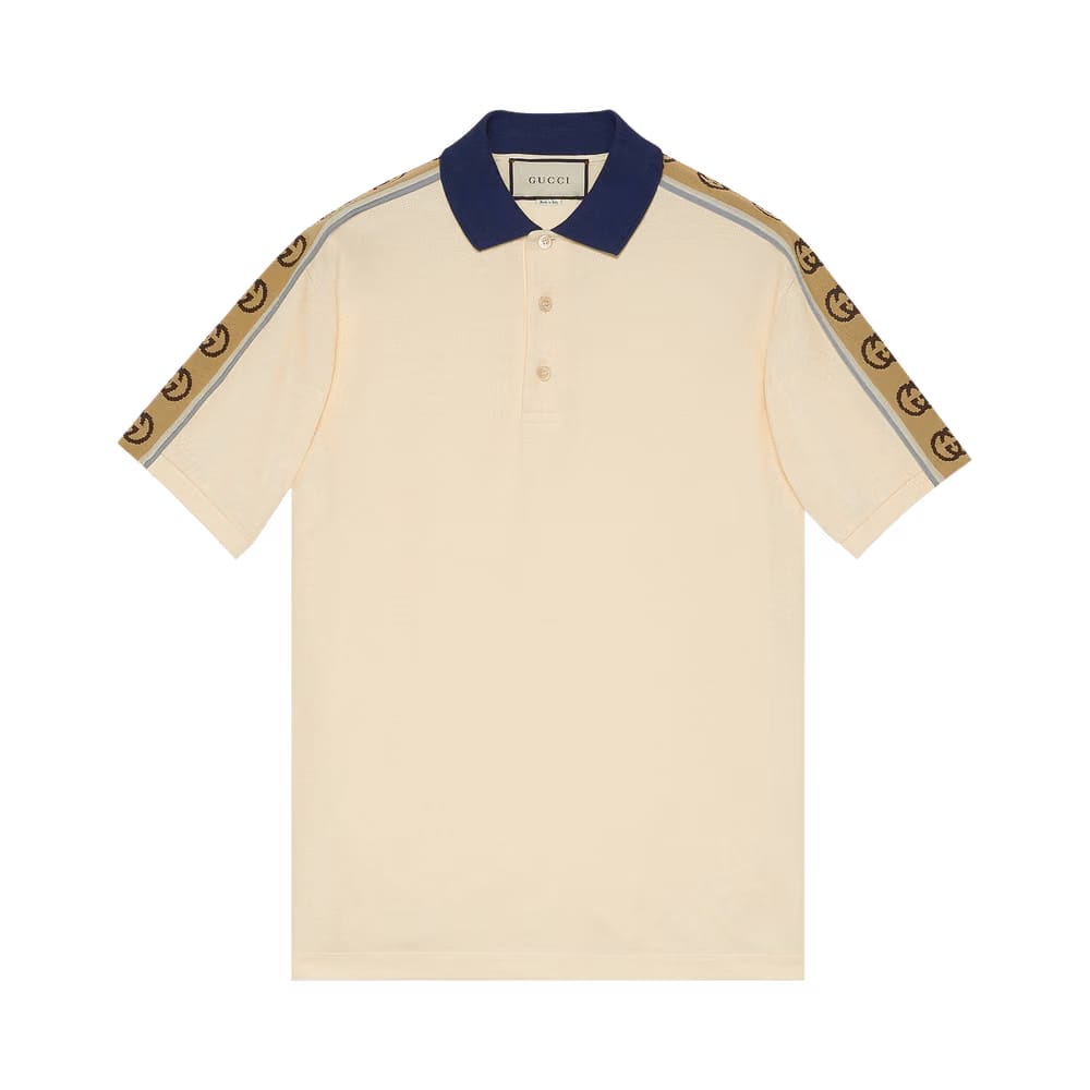 Gucci Polo With Interlocking G Stripe Off White