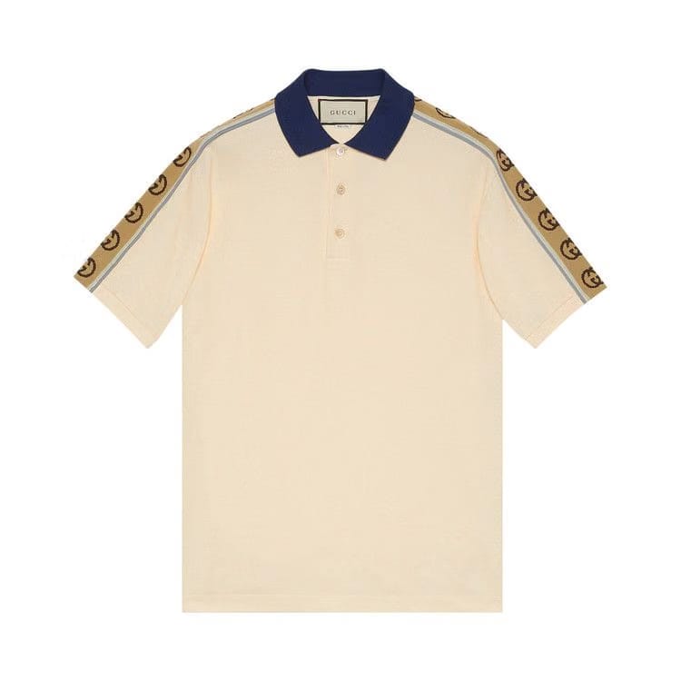 Gucci Polo With Interlocking G Stripe Off White
