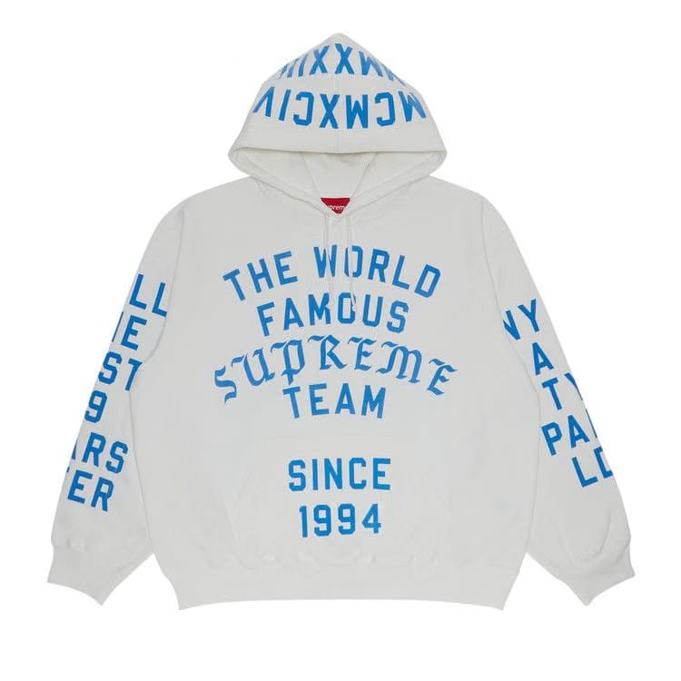 Supreme Team Flocked Hoodie White