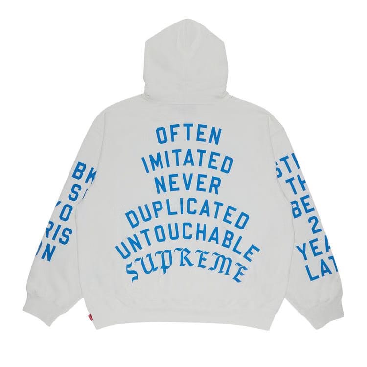 Supreme Team Flocked Hoodie White