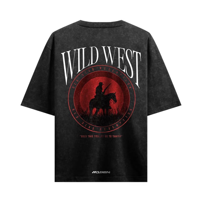 Myugen Wild West Acid Wash Oversized T-Shirt Black