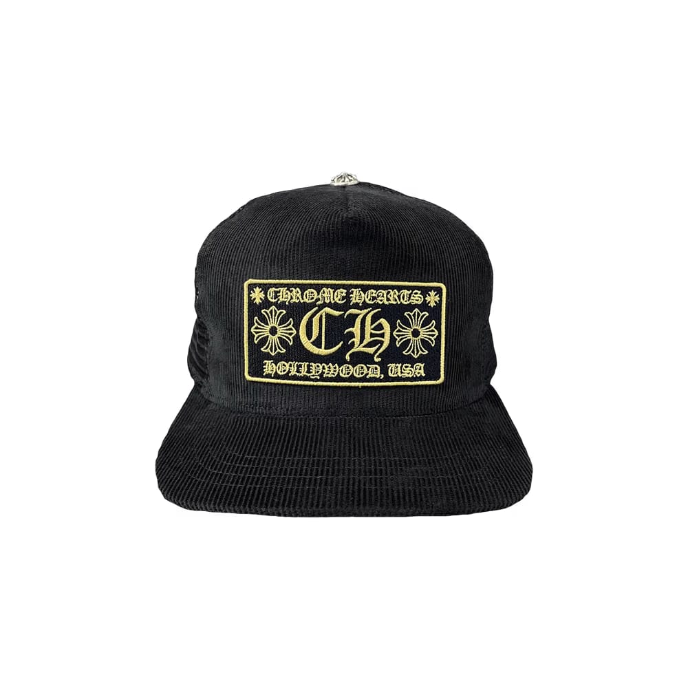Chrome Hearts Hollywood Corduroy Trucker Hat Black/Gold