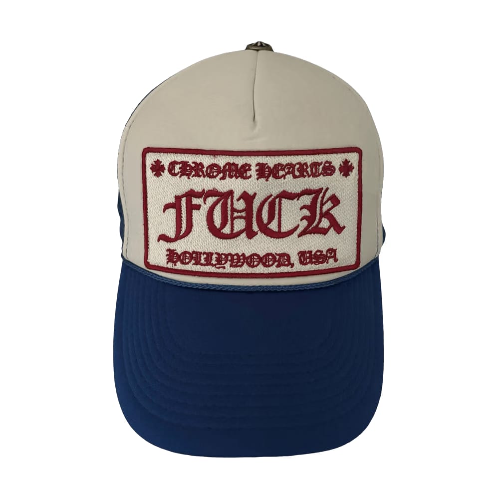 Chrome Hearts Fuck Hollywood Trucker Hat Blue/White/Red