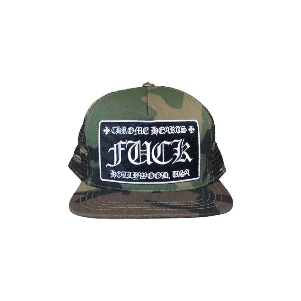 Chrome Hearts Fuck Hollywood Trucker Hat Green Camo