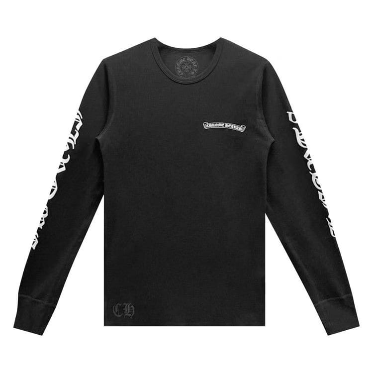 Chrome Hearts Scroll Logo Long-Sleeve Thermal T-Shirt Black
