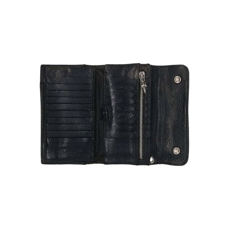 Chrome Hearts Cross Ball Button Leather Wallet Black
