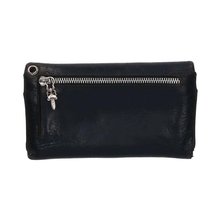 Chrome Hearts Cross Ball Button Leather Wallet Black