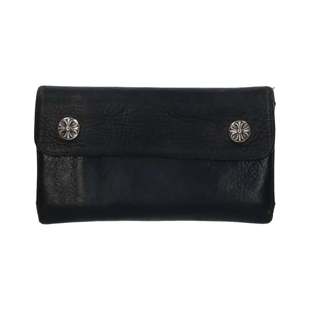 Chrome Hearts Cross Ball Button Leather Wallet Black