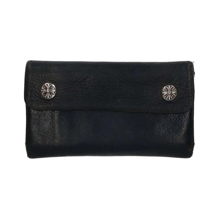Chrome Hearts Cross Ball Button Leather Wallet Black