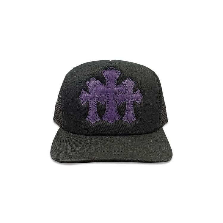 Chrome Hearts St. Barths Exclusive Cemetery Cross Trucker Hat Black/Purple