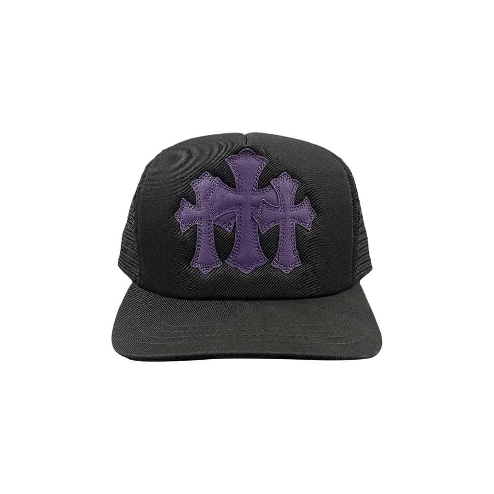 Chrome Hearts St. Barths Exclusive Cemetery Cross Trucker Hat Black/Purple