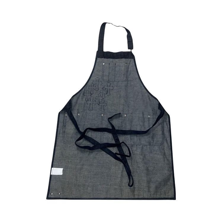 Chrome Hearts Leather Cross Patch Denim Apron Blue