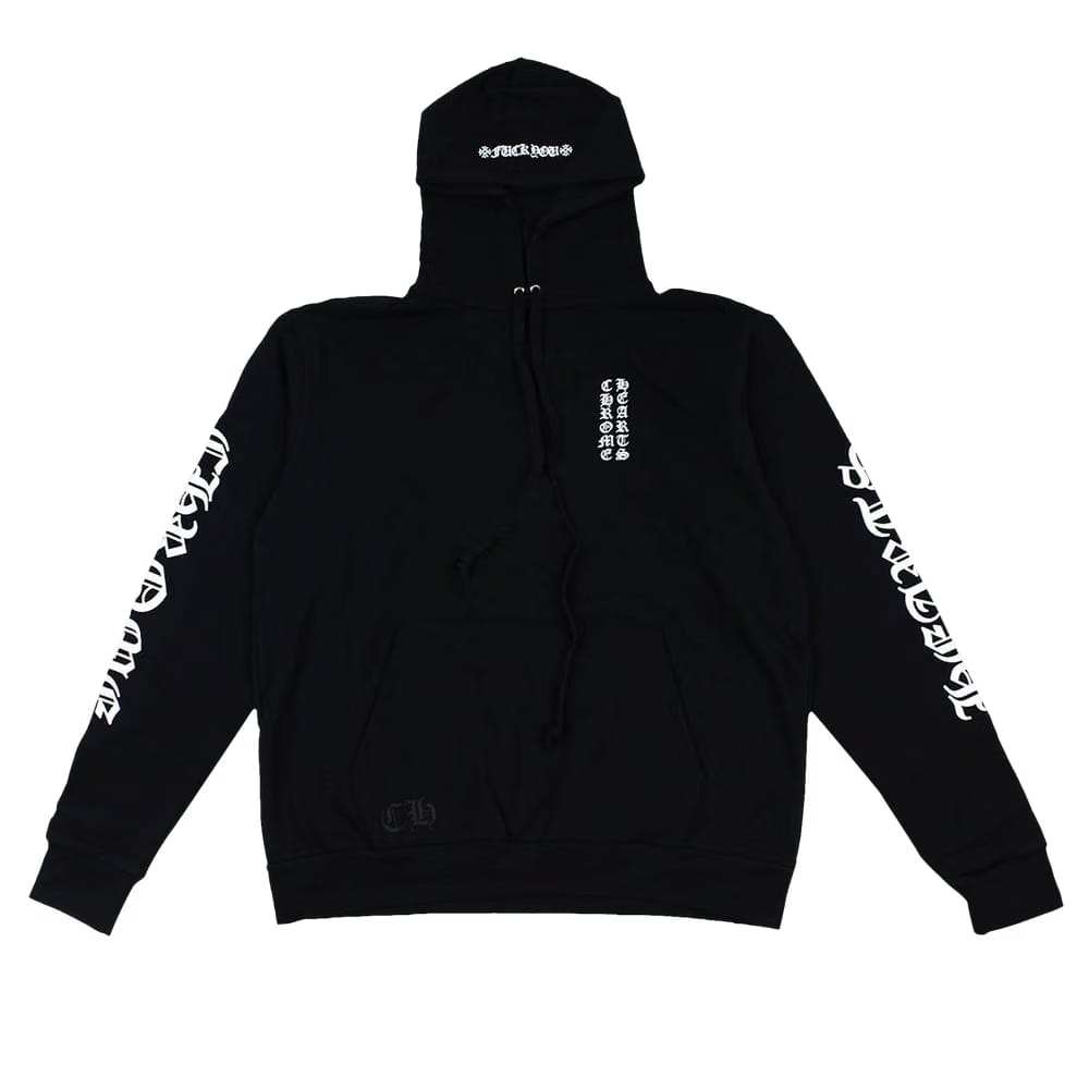 Chrome Hearts Letters Sleeve Pullover Hoodie Black/White