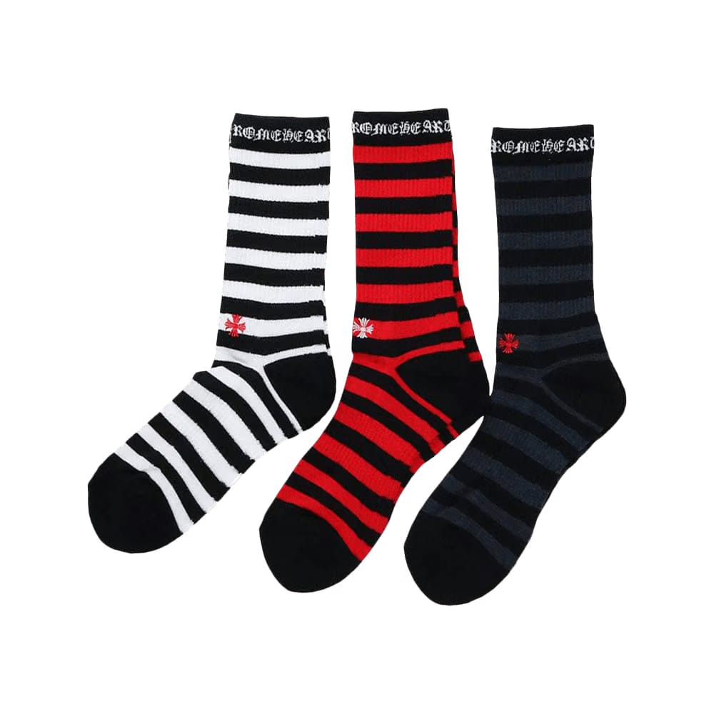 Chrome Hearts 3-Pack Striped Socks Multicolor