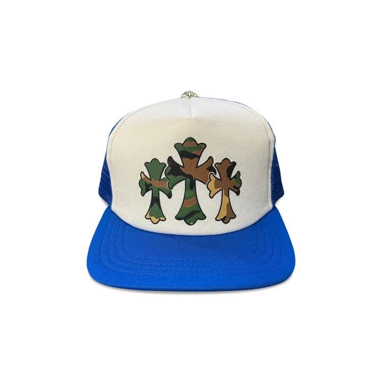 Chrome Hearts Triple Cross Trucker Hat Blue/White
