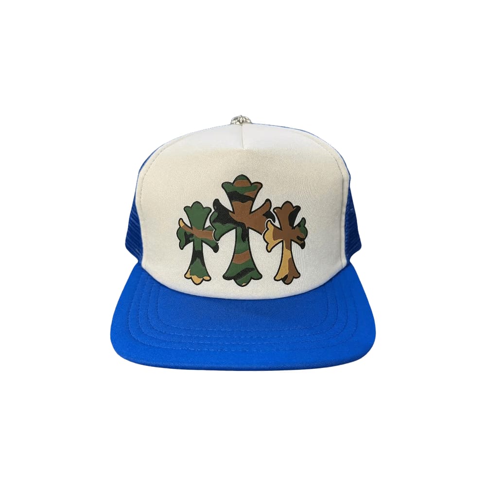 Chrome Hearts Triple Cross Trucker Hat Blue/White