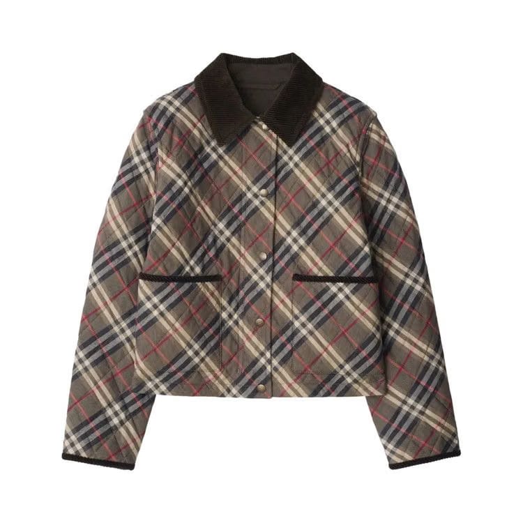Burberry Oldham Check Quilted Jacket Moss Brown/Ink Grey