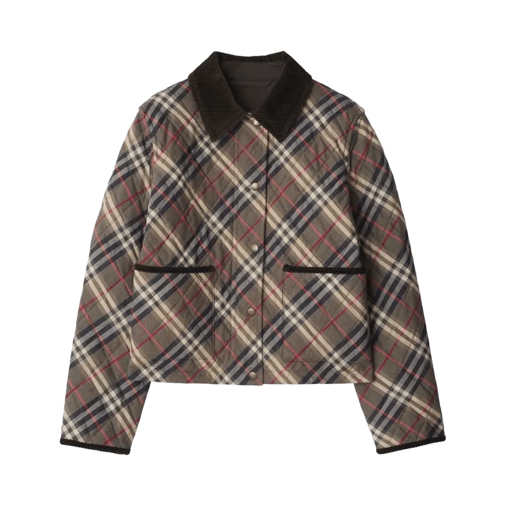 Burberry Oldham Check Quilted Jacket Moss Brown/Ink Grey