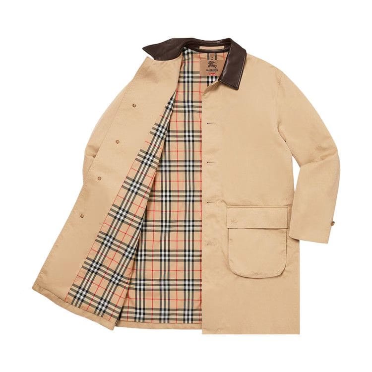 Supreme x Burberry Leather Collar Trench Beige