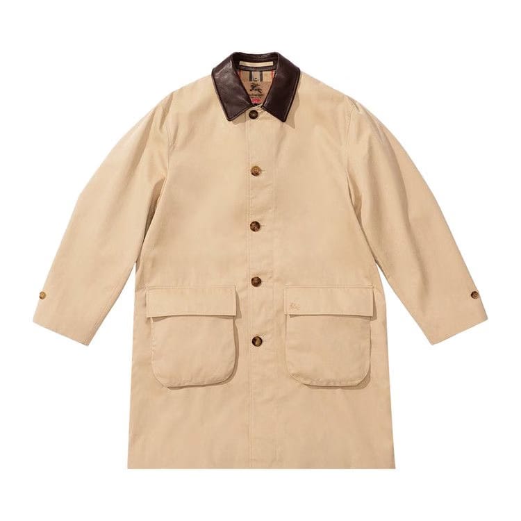 Supreme x Burberry Leather Collar Trench Beige