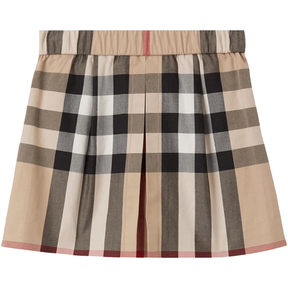 Burberry Kids Check Pleated Skirt Archive Beige