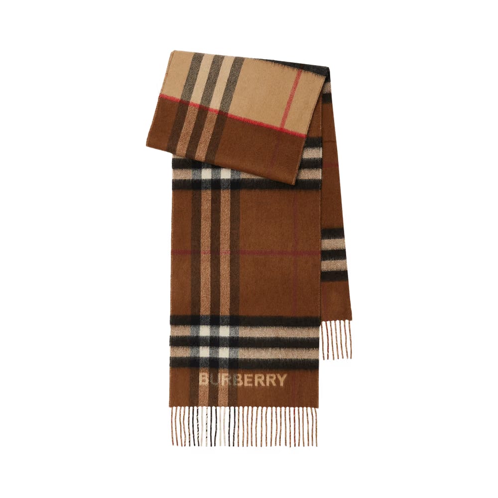 Burberry Contrast Cashmere Scarf Archive Beige/Birch Brown