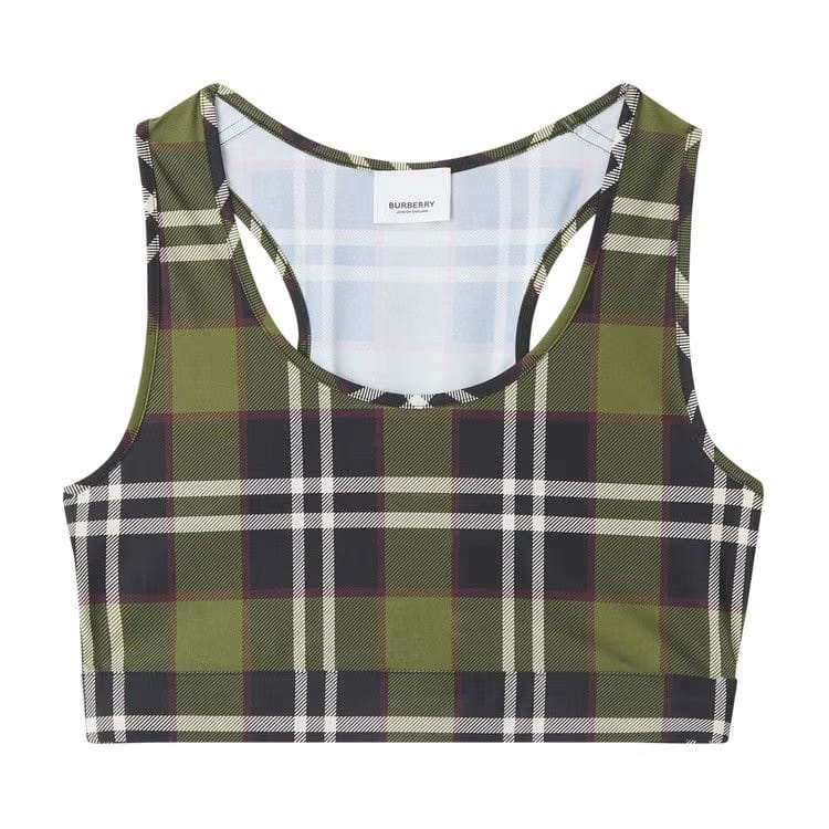 Burberry Vintage Check Crop Top Dark Olive