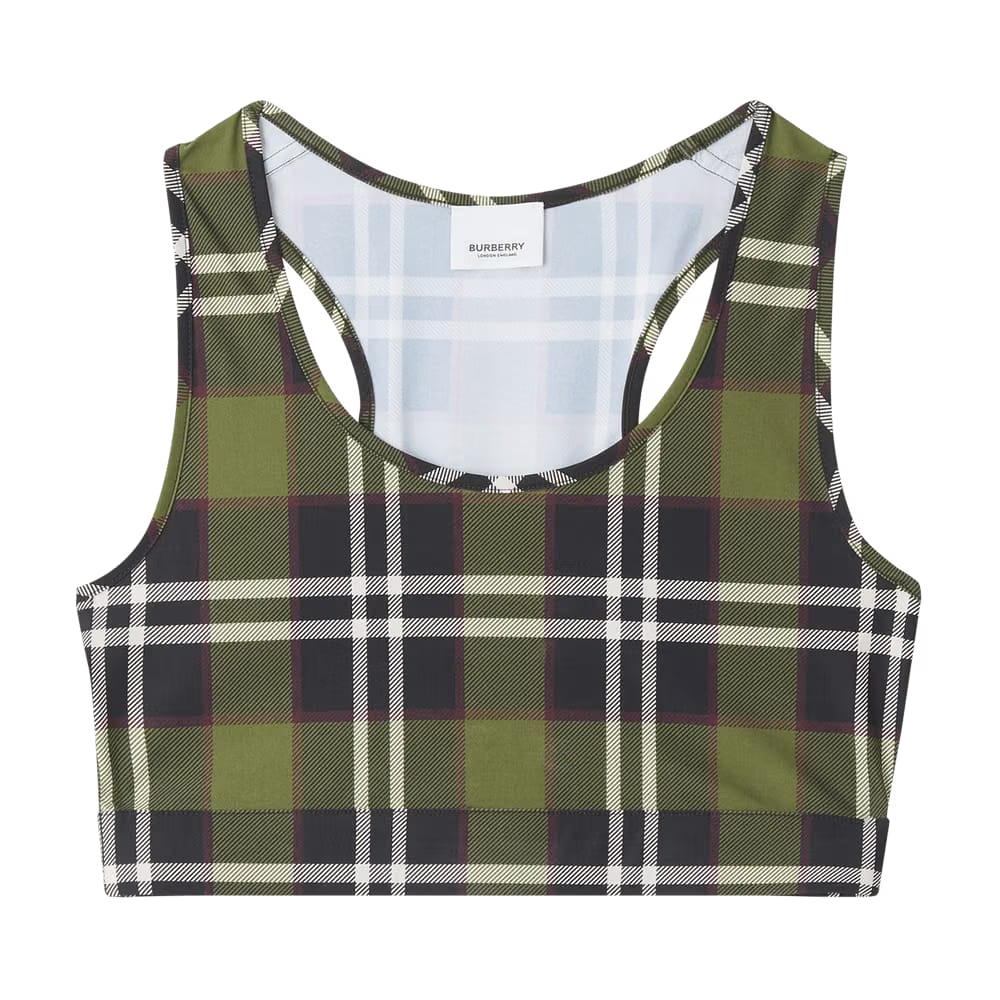 Burberry Vintage Check Crop Top Dark Olive