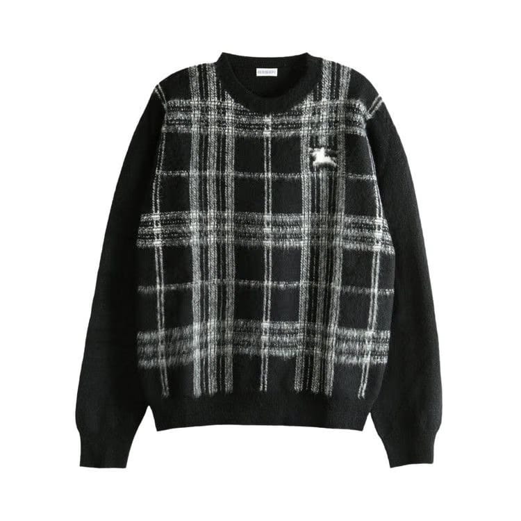 Burberry Check Crew Neck Sweater Black/White