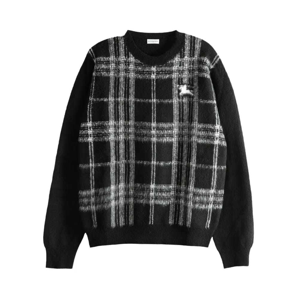Burberry Check Crew Neck Sweater Black/White