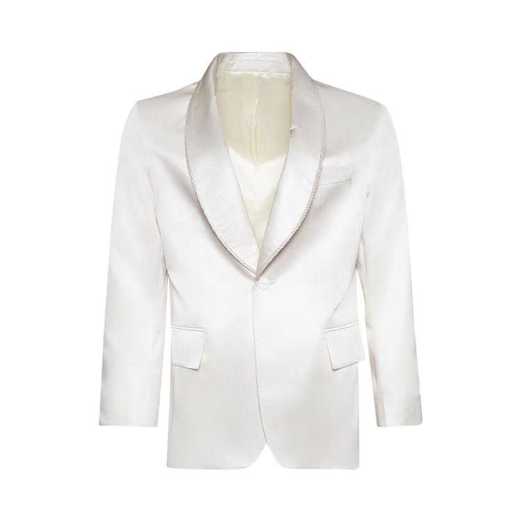 Bode Roping Shawl Collar Tuxedo Jacket Ecru