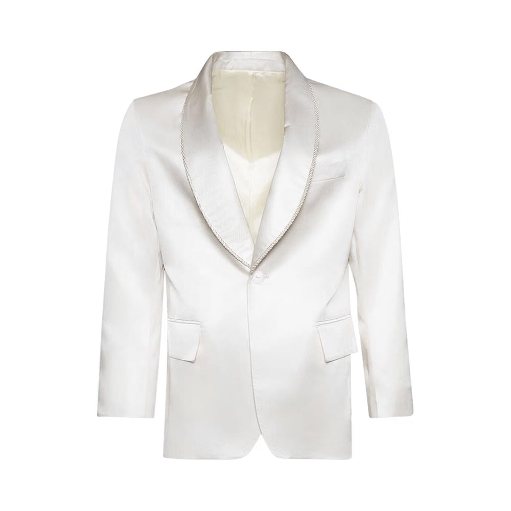 Bode Roping Shawl Collar Tuxedo Jacket Ecru