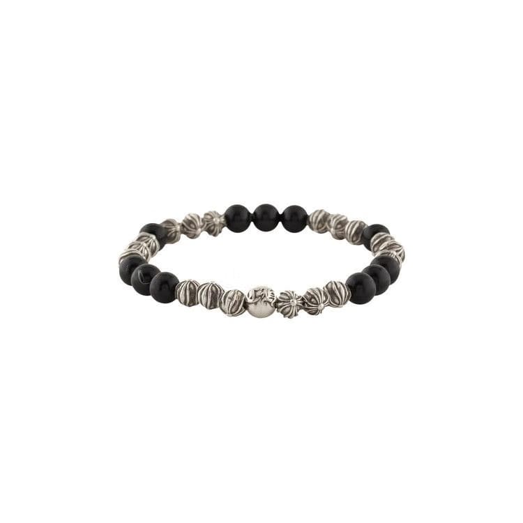 Chrome Hearts Onyx And Celtic Cross Bead Bracelet Silver