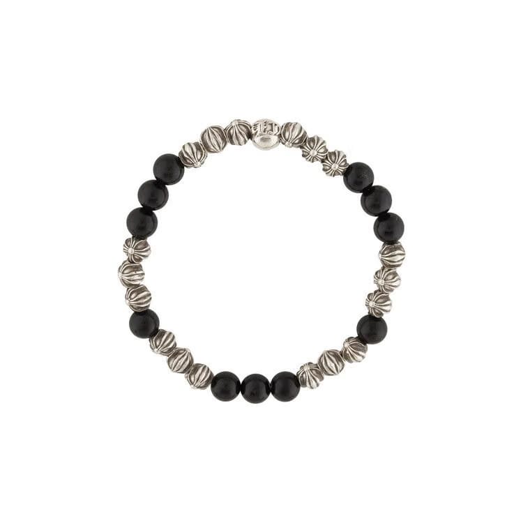 Chrome Hearts Onyx And Celtic Cross Bead Bracelet Silver
