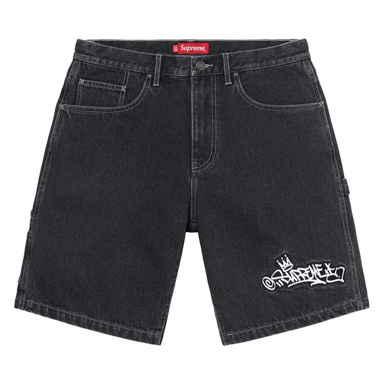 Supreme Handstyle Denim Painter Shorts Black