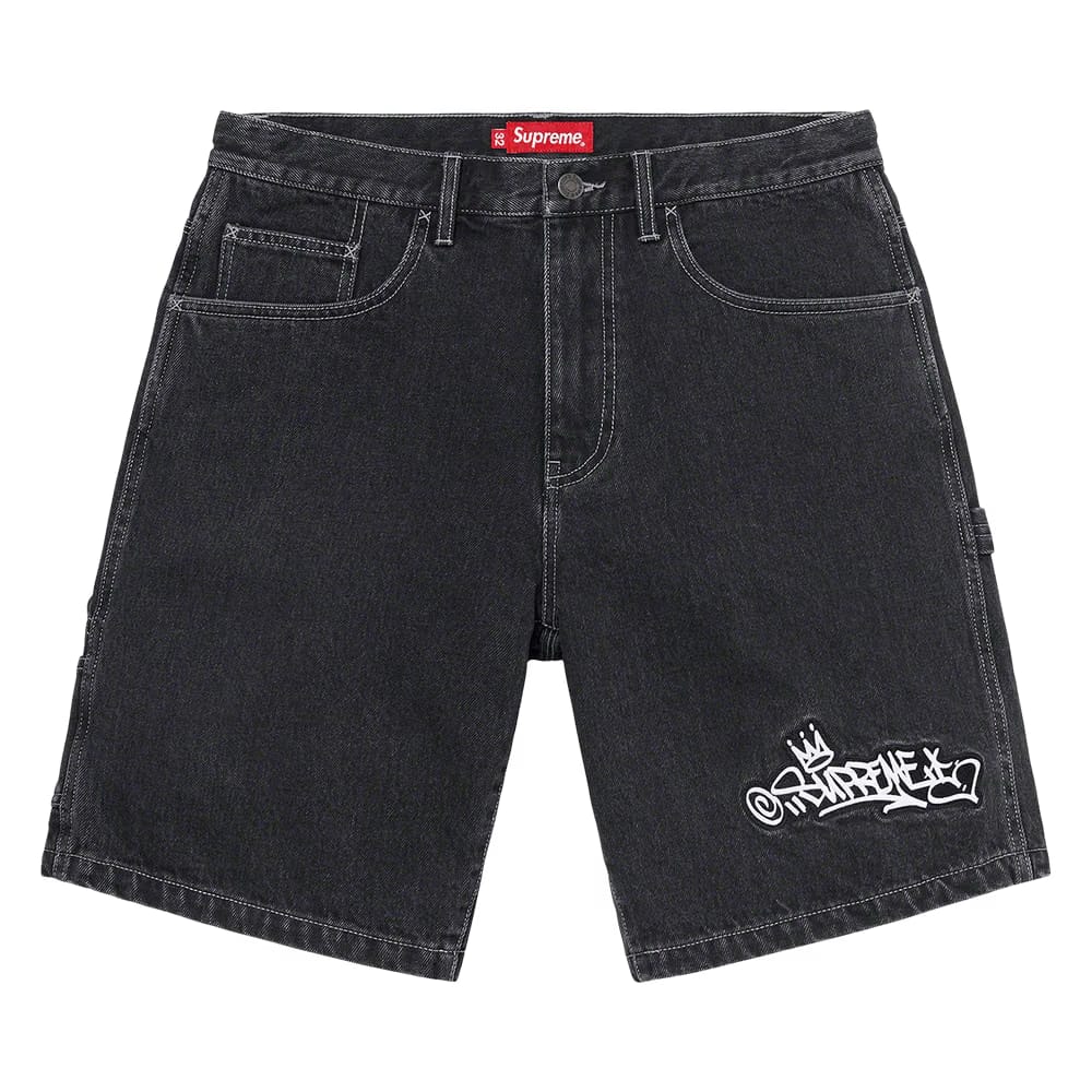 Supreme Handstyle Denim Painter Shorts Black