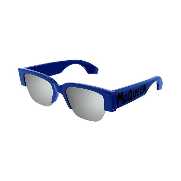 Alexander McQueen Half Frame Sunglasses Blue/Silver