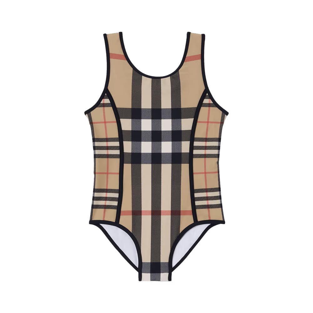 Burberry Kids Vintage Check Swimsuit Archive Beige