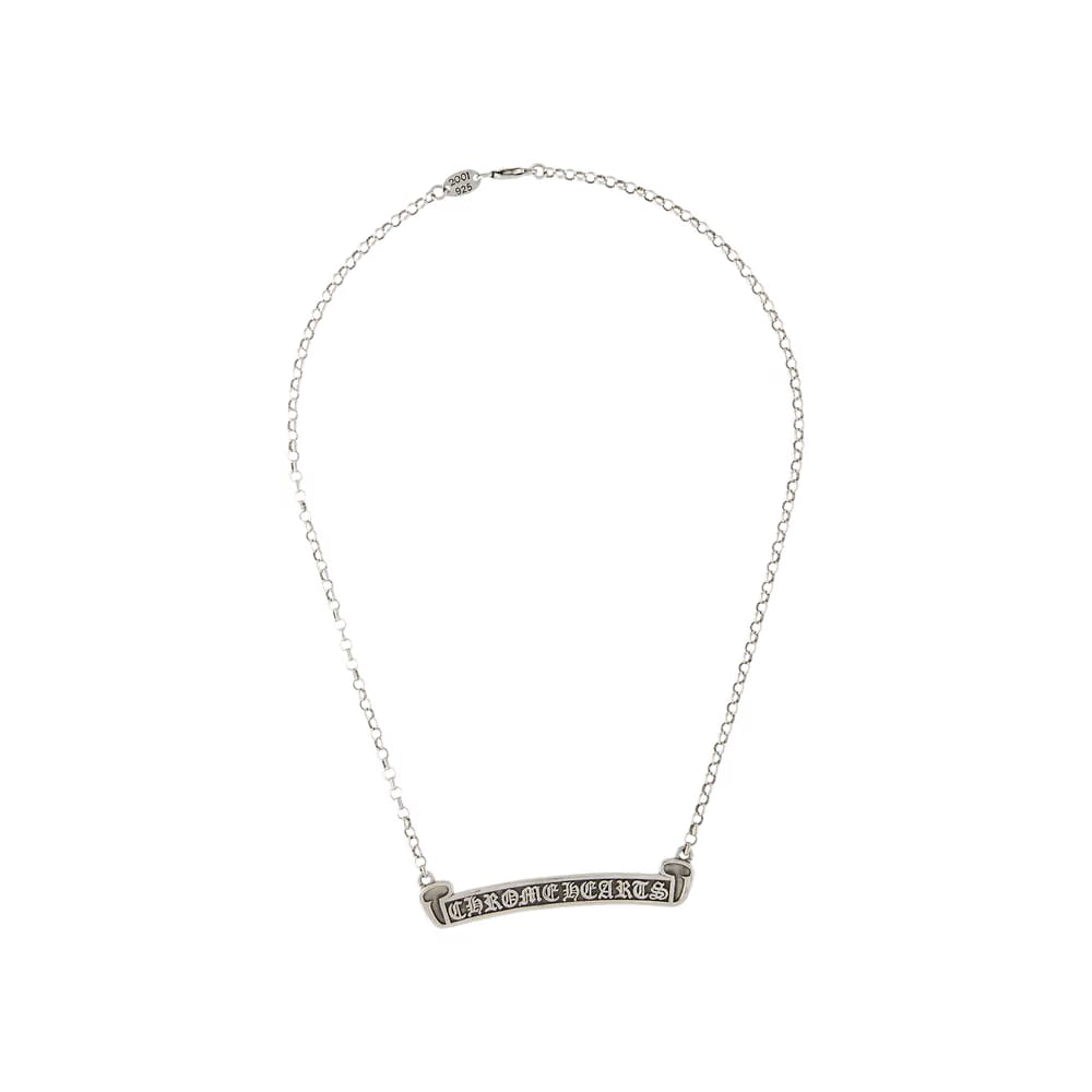 Chrome Hearts Scroll Label Chain Necklace Silver