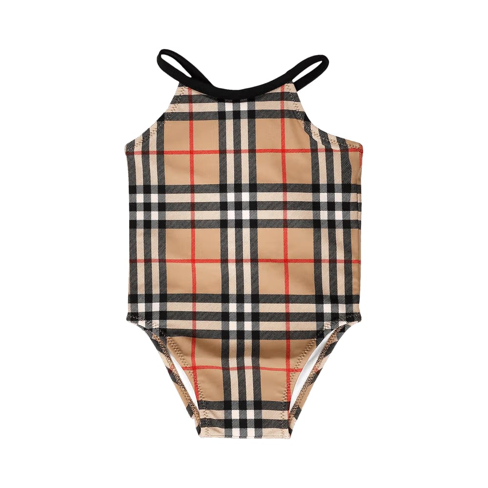 Burberry Kids Check One Piece Swimsuit Archive Beige