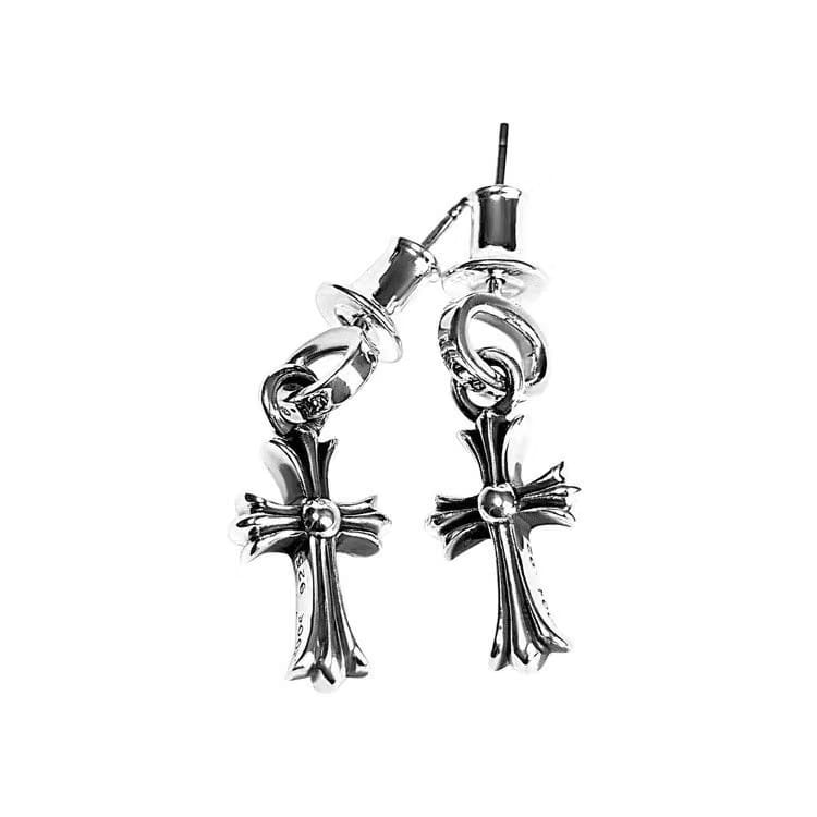 Chrome Hearts Baby Fat Cross Earring Silver