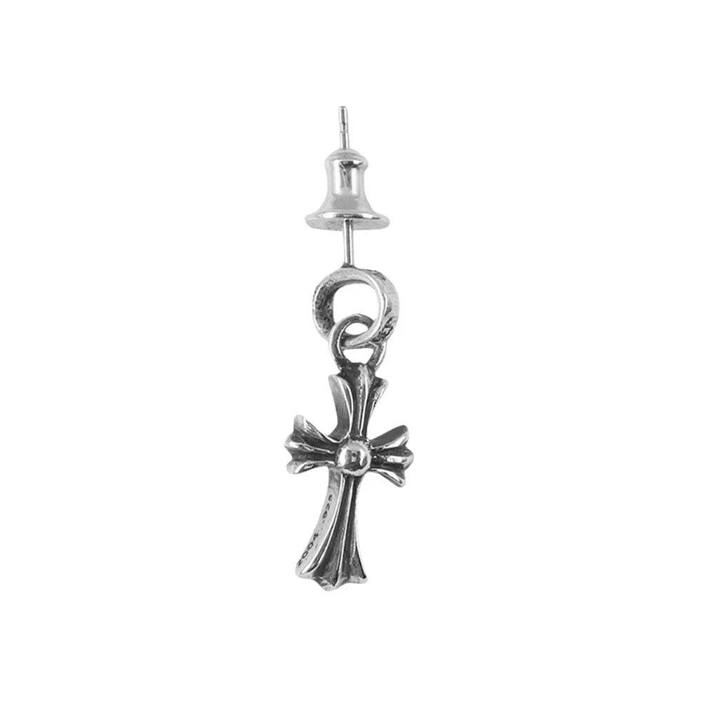 Chrome Hearts Baby Fat Cross Earring Silver