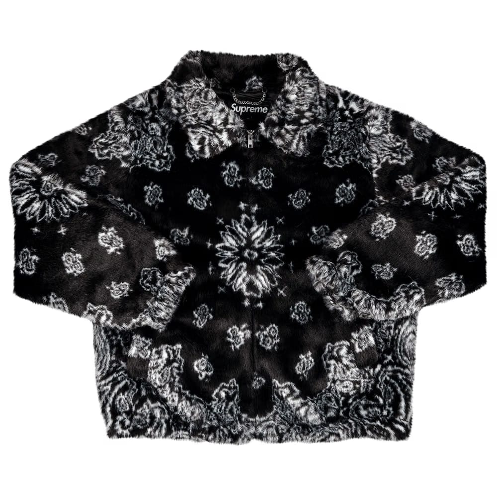 Supreme Bandana Faux Fur Bomber Jacket Black