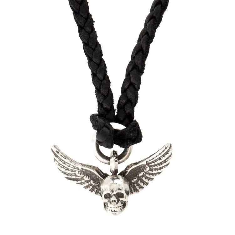Chrome Hearts Winged Skull Pendant Necklace Black