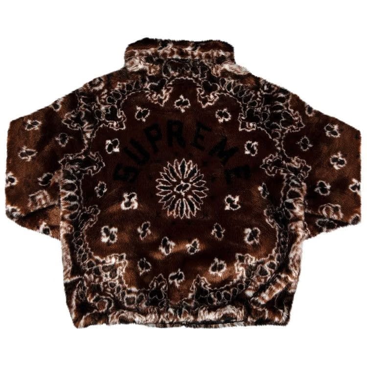 Supreme Bandana Faux Fur Bomber Jacket Brown