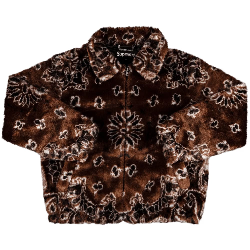 Supreme Bandana Faux Fur Bomber Jacket Brown